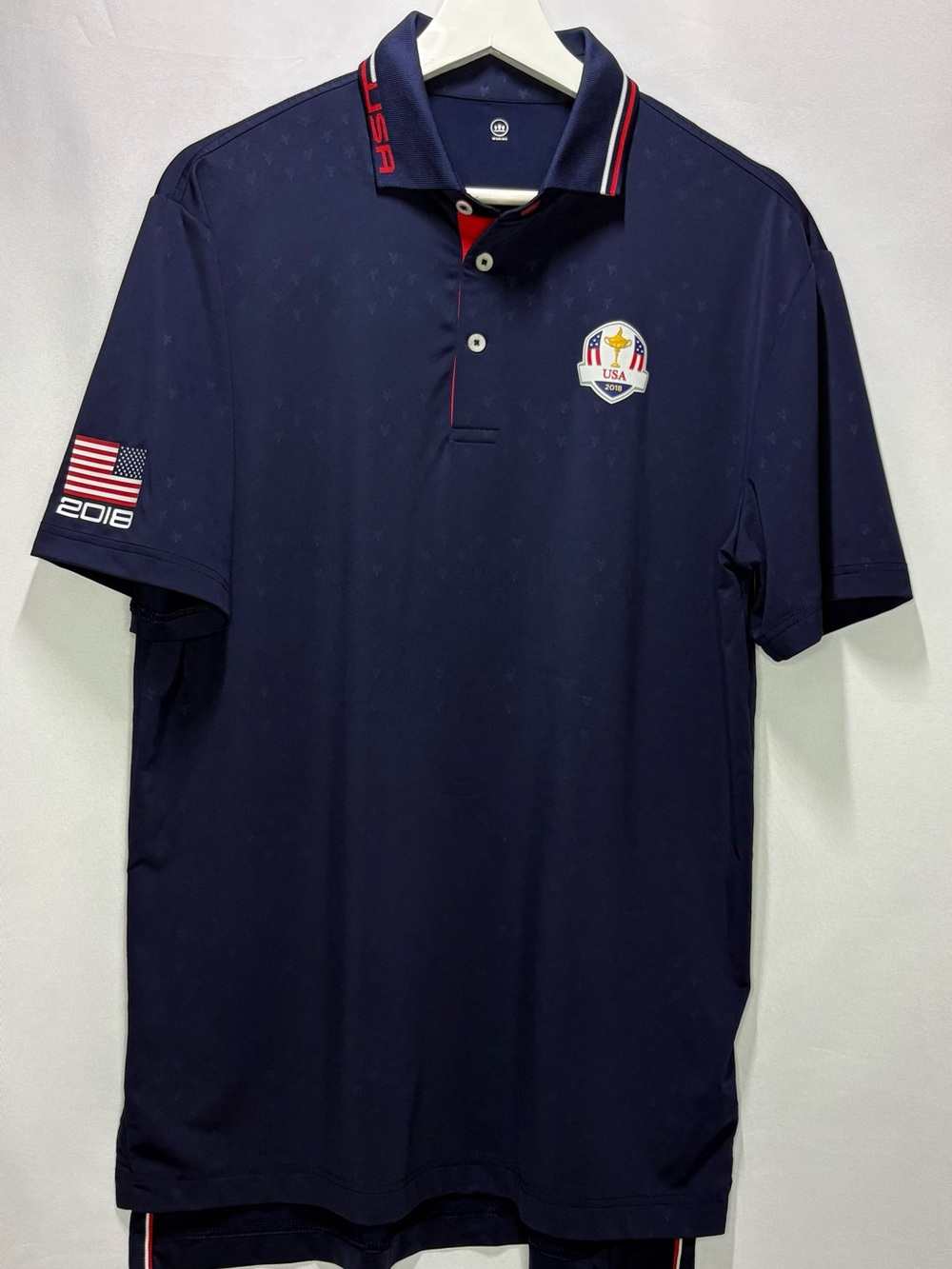 RLX Ralph Lauren 2018 Ryder Cup Team USA Golf Polo Shirt Navy Mens Size M